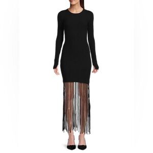 Black Ganni Fringe Dress